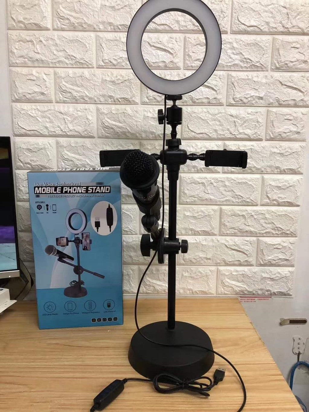 Aro Led - Mobile Phone Stand - Para 2 Telefonos Y Microfono