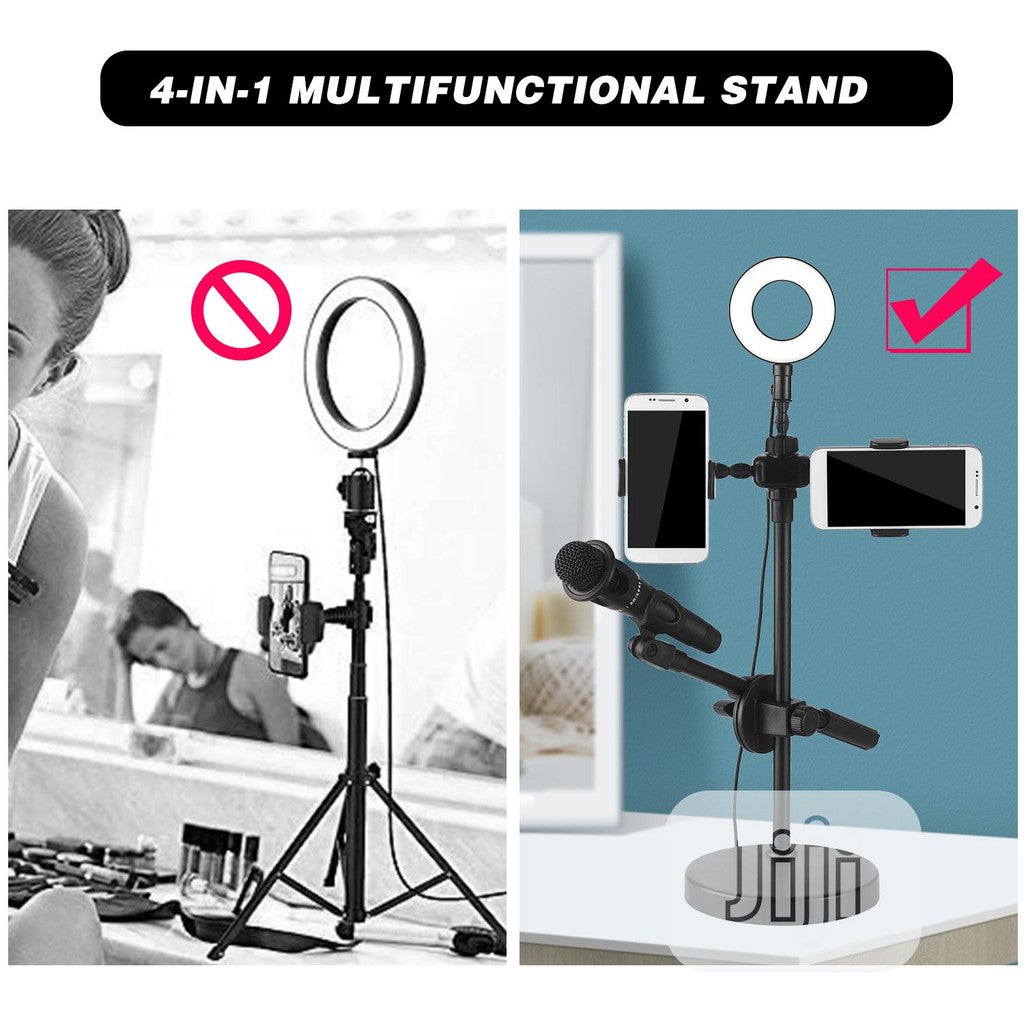 Aro Led - Mobile Phone Stand - Para 2 Telefonos Y Microfono
