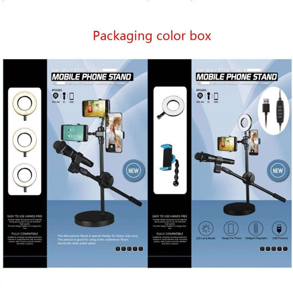 Aro Led - Mobile Phone Stand - Para 2 Telefonos Y Microfono