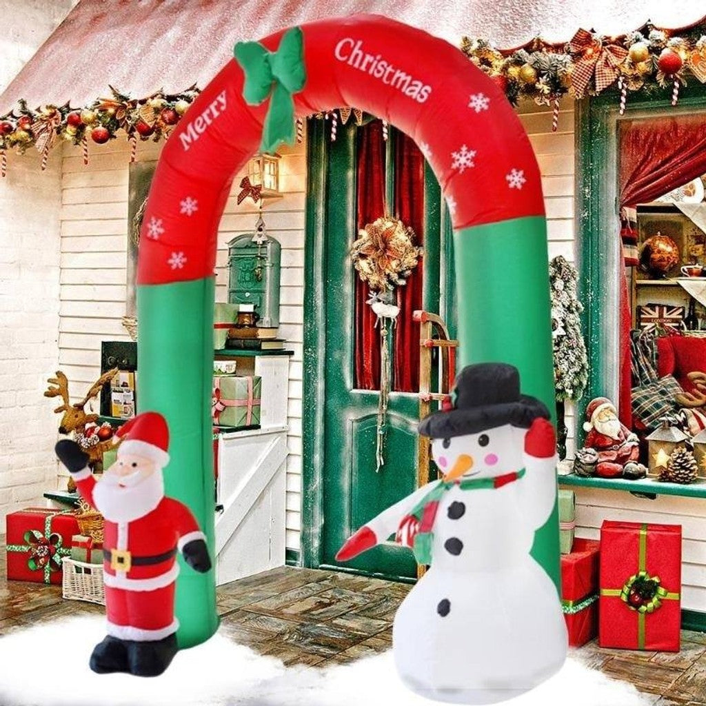 Inflable Christmas  Arco Con Santa Y Muñeco De Nieve