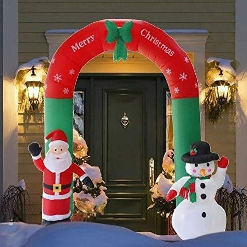 Inflable Christmas  Arco Con Santa Y Muñeco De Nieve