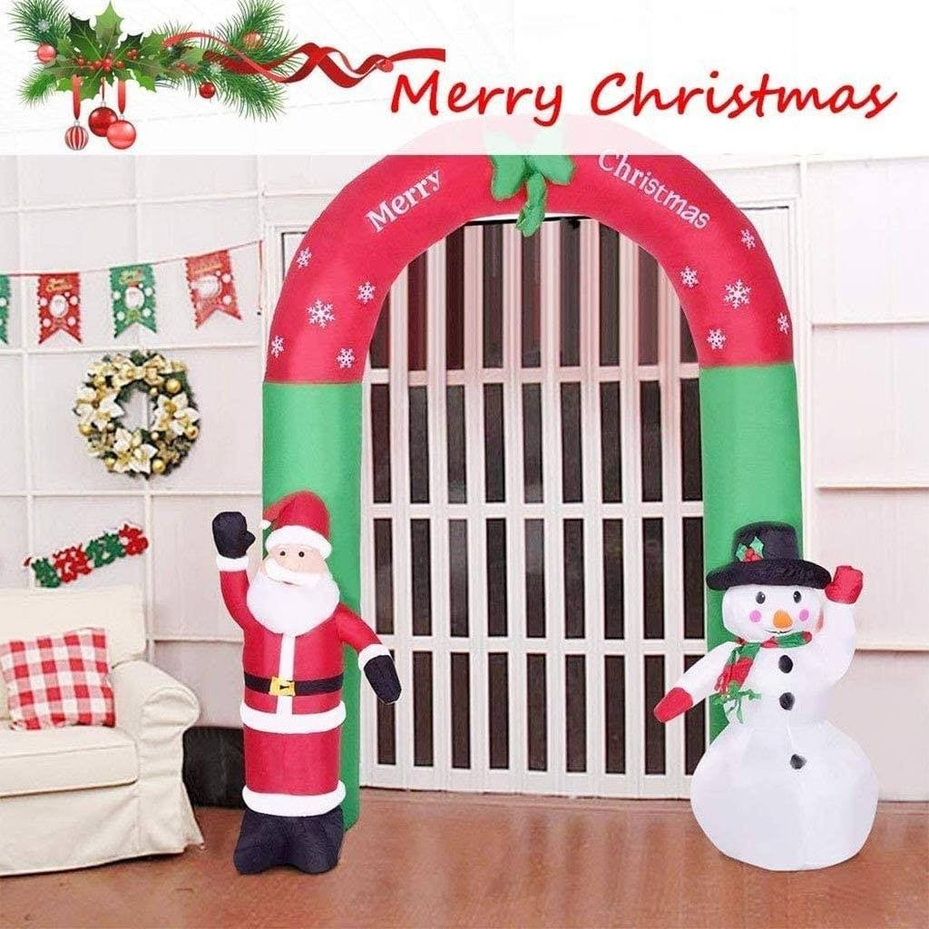 Inflable Christmas  Arco Con Santa Y Muñeco De Nieve