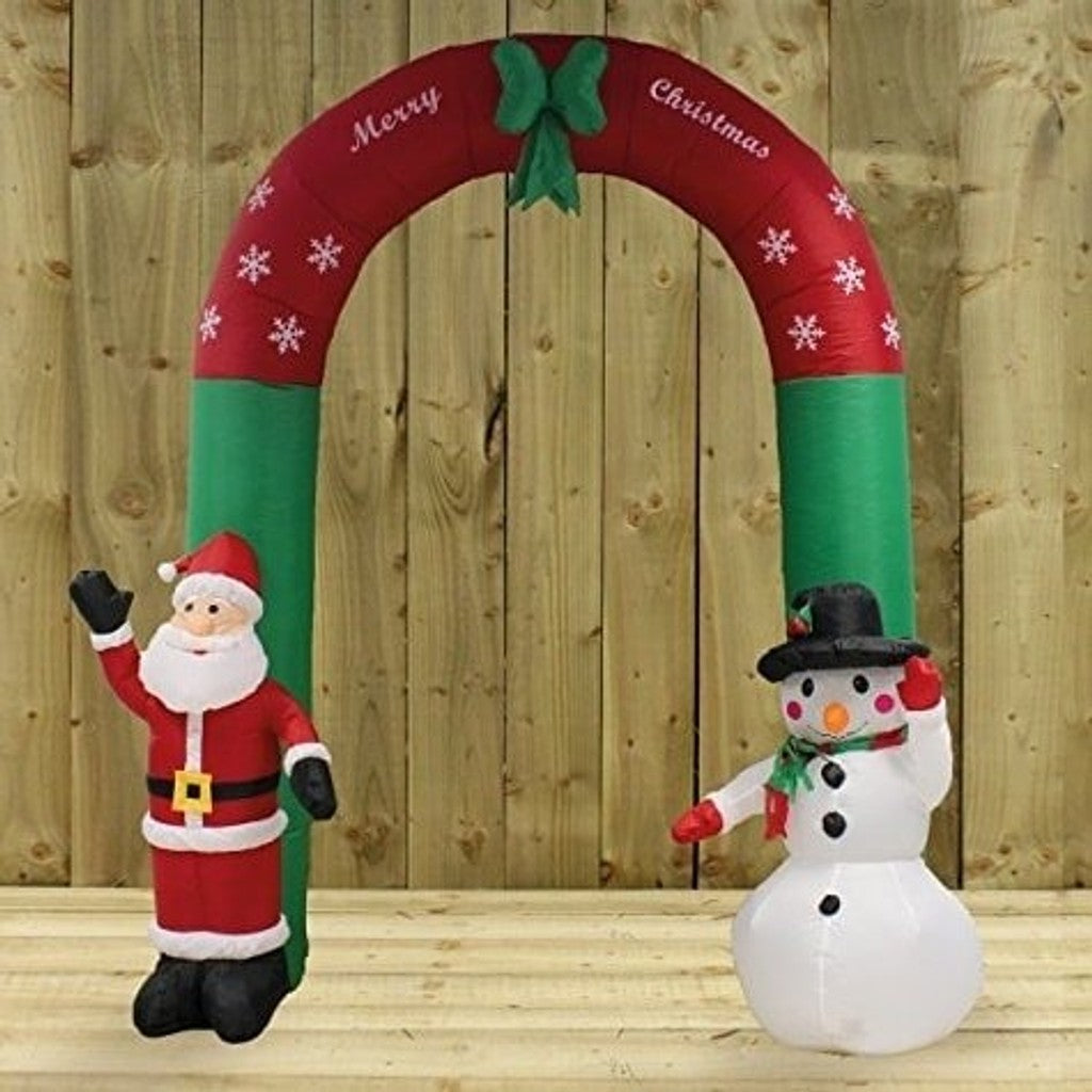 Inflable Christmas  Arco Con Santa Y Muñeco De Nieve