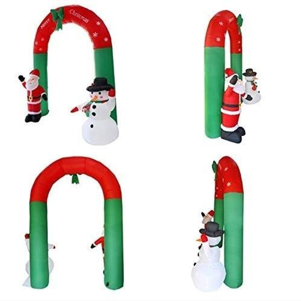 Inflable Christmas  Arco Con Santa Y Muñeco De Nieve