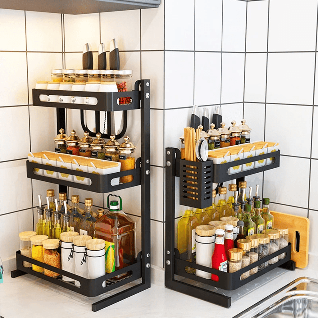 Multifuncional Especiero Kitchen Rack De 3 Espacios