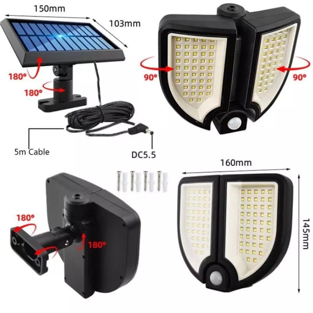 Lampara Con Panel Solar, Sensor De Movimiento Y Control Remoto Yt-140