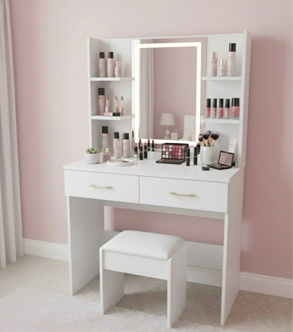 Vanity Glow con Taburete y Luz Led