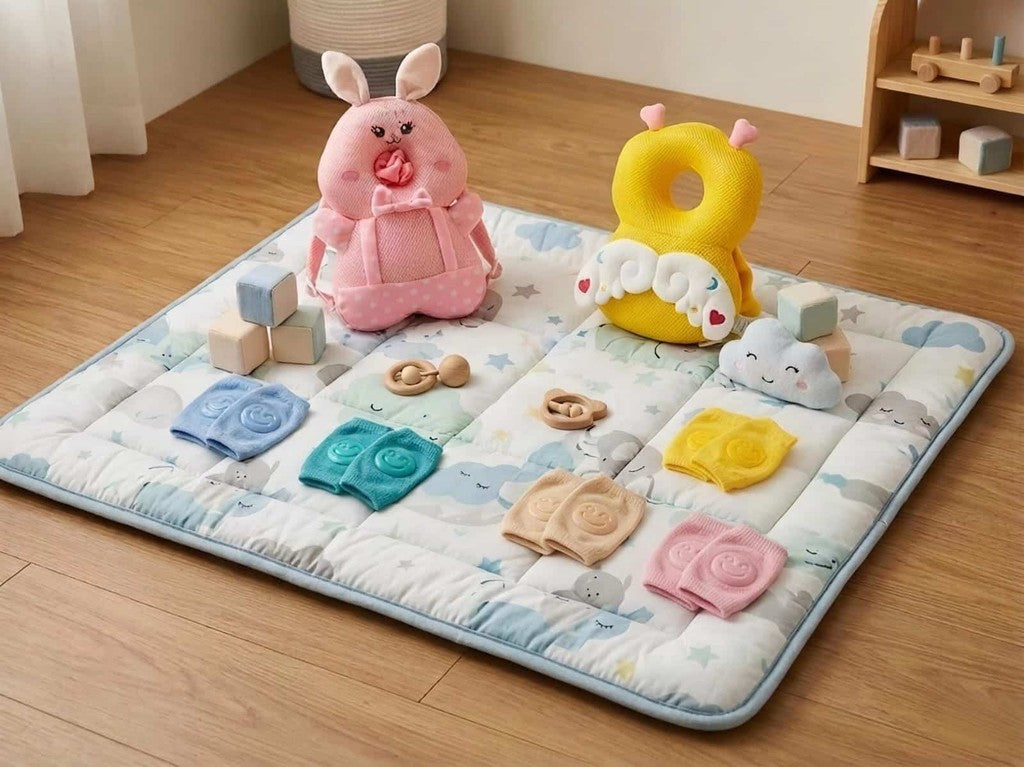 ALMOHADA + 2 PROTECTORES DE RODILLA PARA BEBE