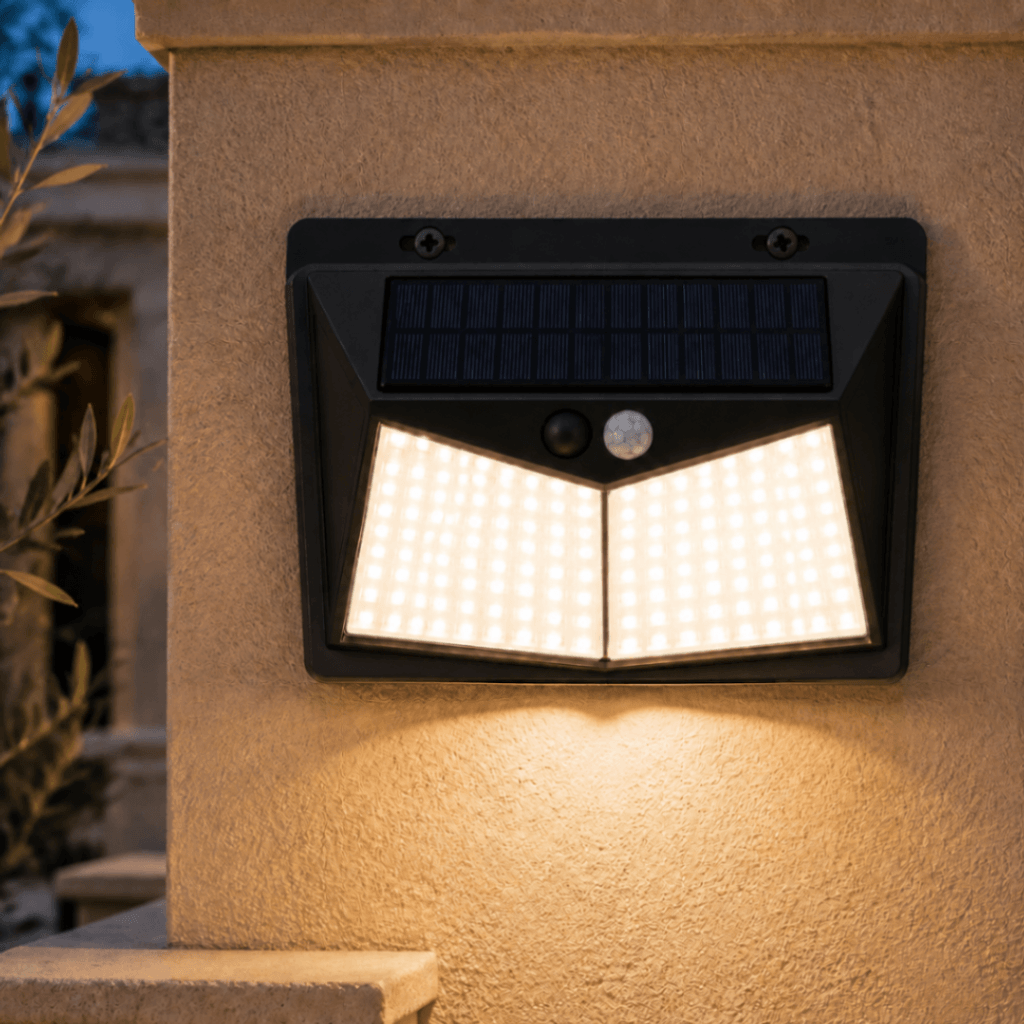 Lampara Con Panel Solar Y Sensor De Movimiento 208 Led