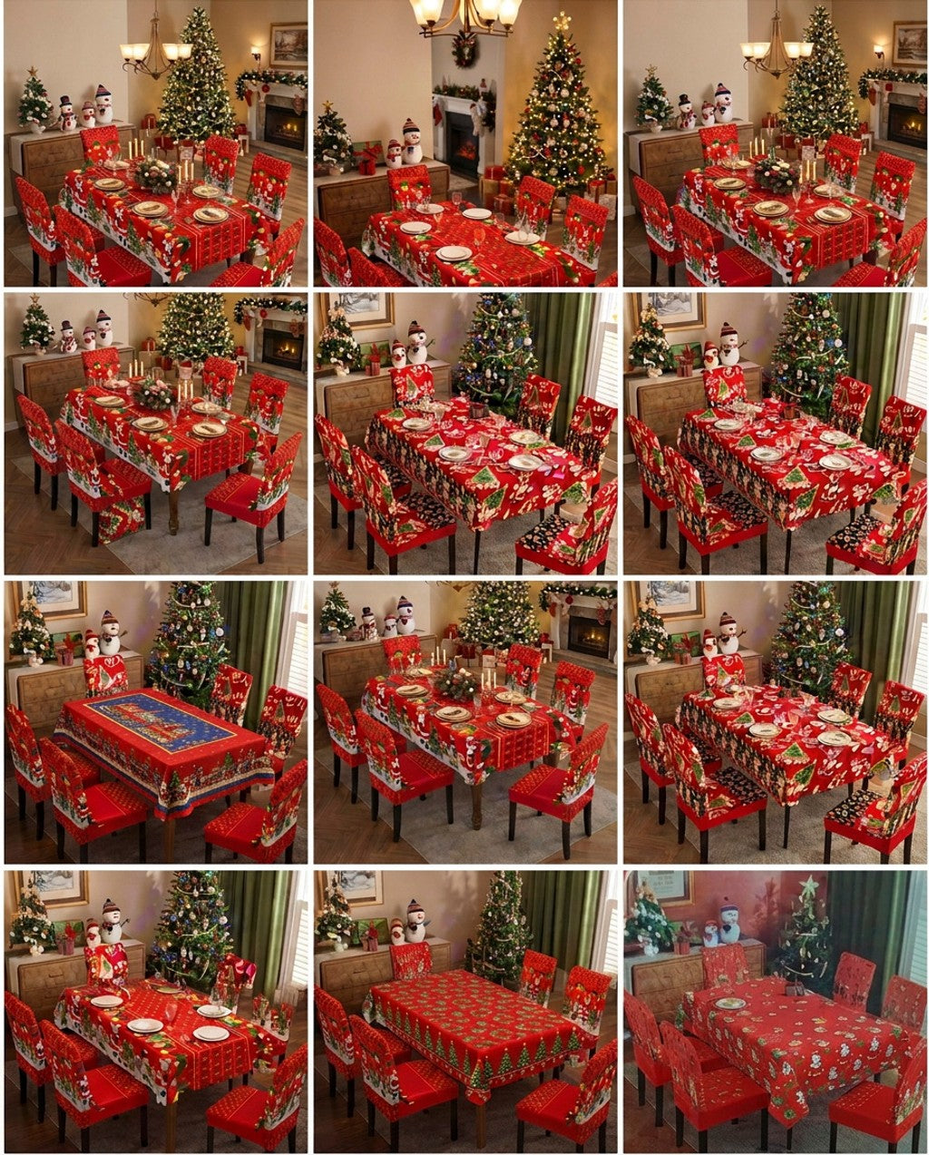 Juego Navideño de Mantel y 6 Fundas para Sillas